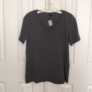 Gray V-Neck T-Shirt by DeFacto Woman
